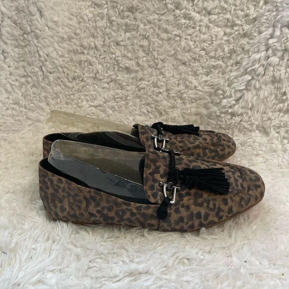Clarks leather suede Leopard Print Loafers with Tassels accent Size 9.5M - Picture 3 of 11